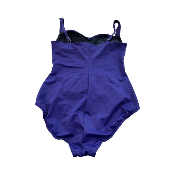 Trimshaper Ruched Purple One Piece Swimsuit 14 Slimming Adjustable Straps - Picture 6 of 10